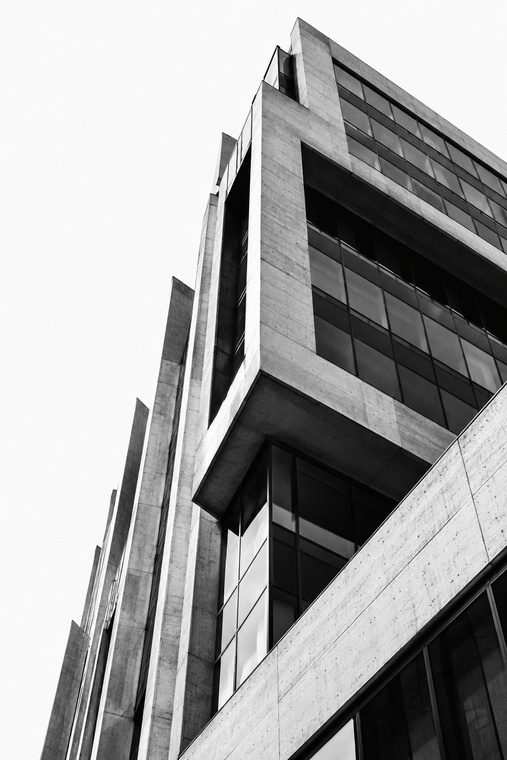 Arquitetura moderna em preto e branco vista de baixo