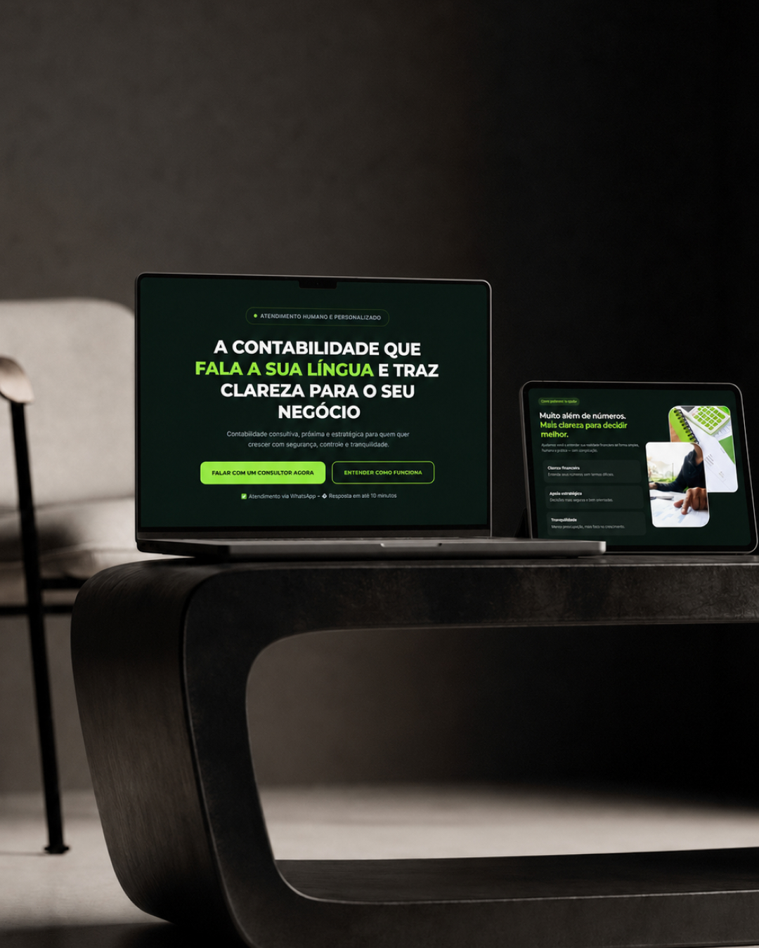Site CONTABILIDADE CONSULTIVA apresentado em mockup