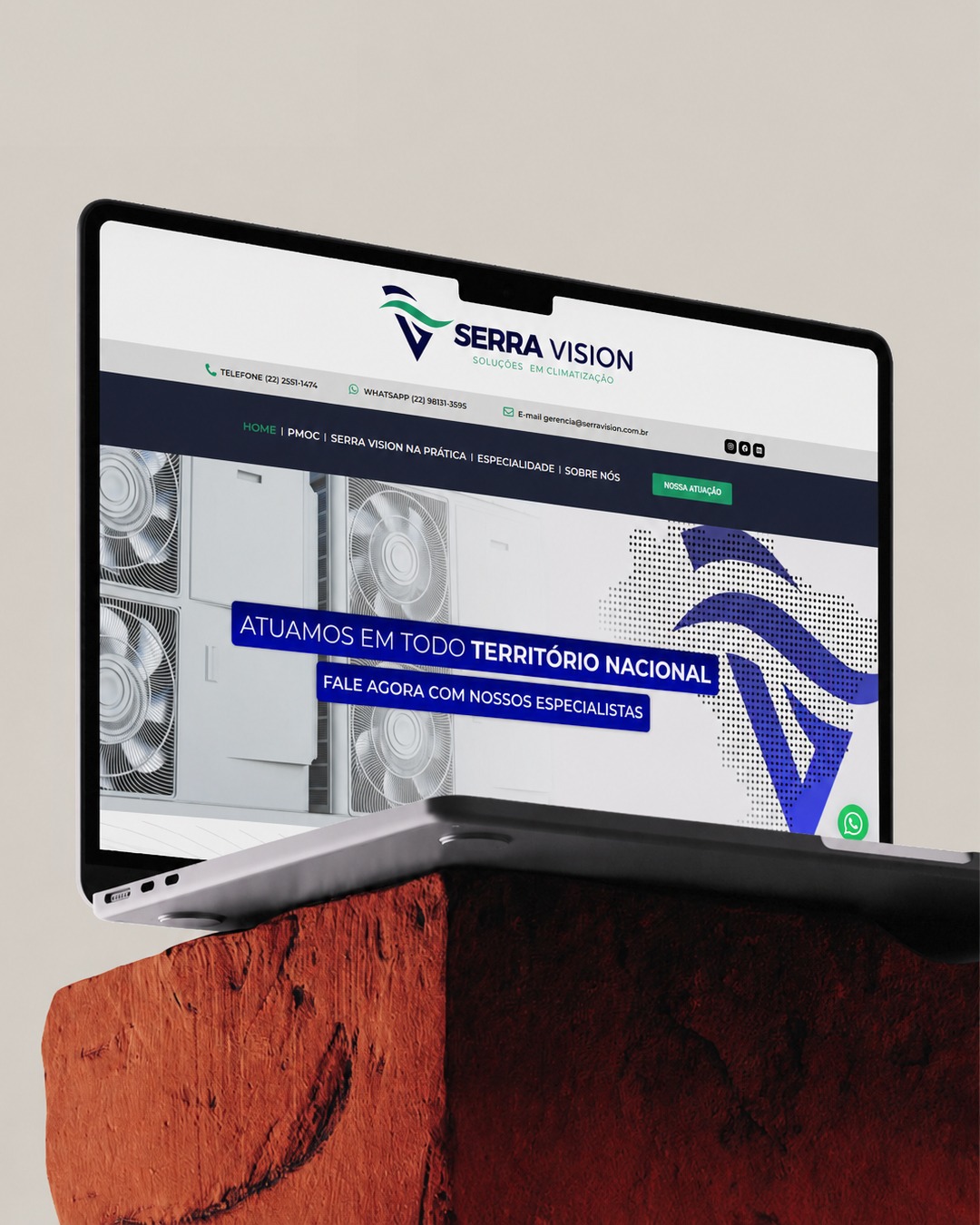 Site SERRA VISION apresentado em mockup